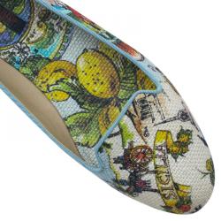 Pre Owned Dolce and Gabbana Multicolor Canvas Sicilia Printed Smoking Slippers Size 39