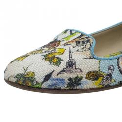 Pre Owned Dolce and Gabbana Multicolor Canvas Sicilia Printed Smoking Slippers Size 39