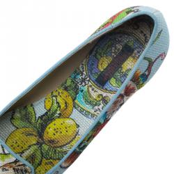 Pre Owned Dolce and Gabbana Multicolor Canvas Sicilia Printed Smoking Slippers Size 39
