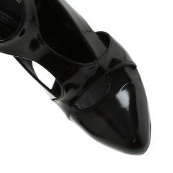 Pre Owned حذاء كعب عالي دولتشي أند غابانا جلد أسود لامع بحزام للكاحل مقدمة مدببة مقاس 39