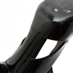 Pre Owned حذاء كعب عالي دولتشي أند غابانا جلد أسود لامع بحزام للكاحل مقدمة مدببة مقاس 39