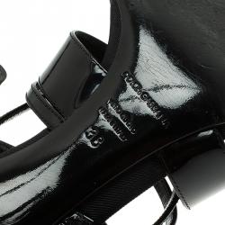 Pre Owned Dolce and Gabbana Black Patent Criss Cross Strappy Sandals Size 38
