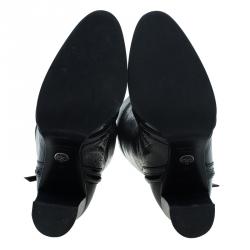 Pre Owned Dolce and Gabbana Black Patent Knee Boots Size 39
