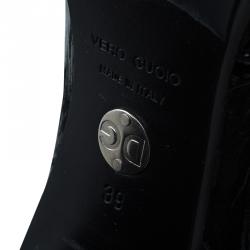 Pre Owned Dolce and Gabbana Black Patent Knee Boots Size 39