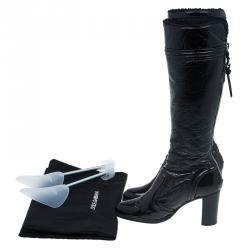 Pre Owned Dolce and Gabbana Black Patent Knee Boots Size 39
