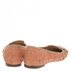 مملوكة مسبقًا حذاء سليبرز دولتشي أند غابانا رافية وردي سموكينغ وجلد كريستال مزخرف مقاس 38