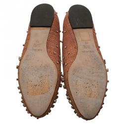 مملوكة مسبقًا حذاء سليبرز دولتشي أند غابانا رافية وردي سموكينغ وجلد كريستال مزخرف مقاس 38