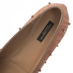 مملوكة مسبقًا حذاء سليبرز دولتشي أند غابانا رافية وردي سموكينغ وجلد كريستال مزخرف مقاس 38