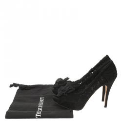 Pre Owned حذاء كعب عالي دولتشي أند غابانا وردة سوداء مزينة بمقدمة مفتوحة مقاس 37.5