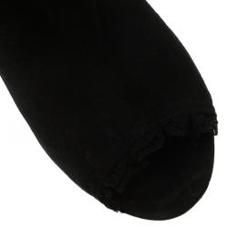 مملوكة مسبقًا بوت للكاحل دولتشي أند غابانا سويدي أسود بدلايات مزينة ومقدمة مفتوحة مقاس 36