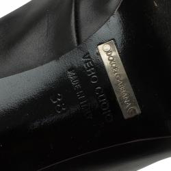 مملوكة مسبقًا Dolce and Gabbana Black and Brown Leather Pointed Knee Boots Size 38