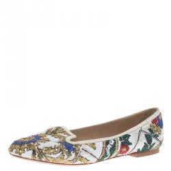 مملوكة مسبقًا Dolce and Gabbana Multicolor Sequins Smoking Slippers Size 37.5