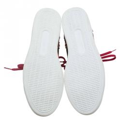 مملوكة مسبقًا حذاء سنيكرز دولتشي أند غابانا رقبة مرتفعة نقوش أزهار كانفاس أحمر مقاس 38