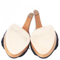 Pre Owned صندل دولتشي أند غابانا أزرق رافية مزخرفة بحزام للكاحل نعل سميك مقاس 40