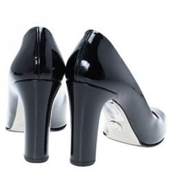 مملوكة مسبقًا Dolce and Gabbana Black Patent Square Toe Block Heel Pumps Size 36