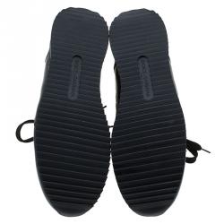 Pre Owned Dolce and Gabbana Black Rose Print Leather Sneakers Size 41