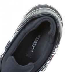 Pre Owned Dolce and Gabbana Black Rose Print Leather Sneakers Size 41