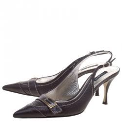 مملوكة مسبقًا صندل دولتشي آند غابانا جلد بني  مقدمة مدببة كعب مفتوح مقاس 40