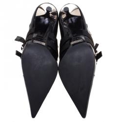 Pre Owned بوت للكاحل دولتشي آند غابانا جلد أسود مقدمة مدببة مقاس 38