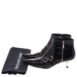 Pre Owned بوت للكاحل دولتشي آند  غابانا جلد أسود مقدمة مدببة مقاس 38