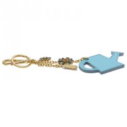 Pre Owned سلسلة مفاتيح دولتشي أند غابانا ووترنغ كان جلد أزرق