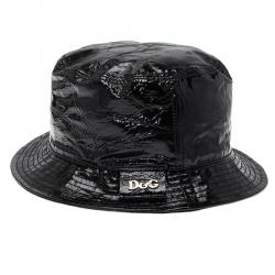 مملوكة مسبقًا قبعة دولتشي أند غابانا جلد أسود لامع M