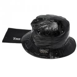 مملوكة مسبقًا قبعة دولتشي أند غابانا جلد أسود لامع M