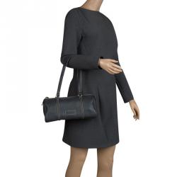 Dooney & Bourke Dark Grey Leather Barrel Shoulder Bag