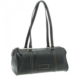 Dooney & Bourke Dark Grey Leather Barrel Shoulder Bag