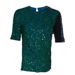 Dries van Noten Emerald Sequin Embellished Top M