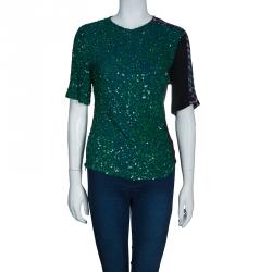 Dries van Noten Emerald Sequin Embellished Top M