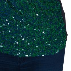 Dries van Noten Emerald Sequin Embellished Top M