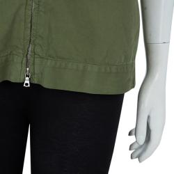 Pre Owned Dries Van Noten Olive Green Patch Pocket Detail Zip Front Vest M