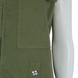 Pre Owned Dries Van Noten Olive Green Patch Pocket Detail Zip Front Vest M