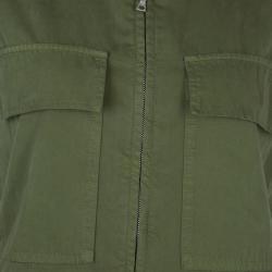 Pre Owned Dries Van Noten Olive Green Patch Pocket Detail Zip Front Vest M
