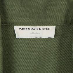 Pre Owned Dries Van Noten Olive Green Patch Pocket Detail Zip Front Vest M
