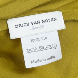 مملوكة مسبقًا Dries Van Noten Olive Green Silk Embroidered Backless Sleeveless Top M