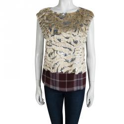 Pre Owned Dries Van Noten Fringe Detail Sequin Embellished Sleeveless Top M