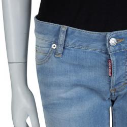 Pre Owned DSquared2 Indigo Light Wash Denim Zip Detail Skinny Jeans M
