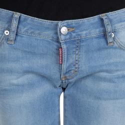 Pre Owned DSquared2 Indigo Light Wash Denim Zip Detail Skinny Jeans M