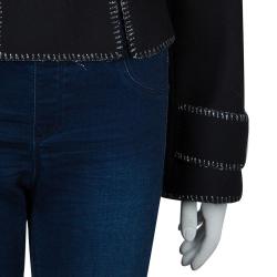  Dsquared2 Black Wool Metallic Edging Detail Blazer M