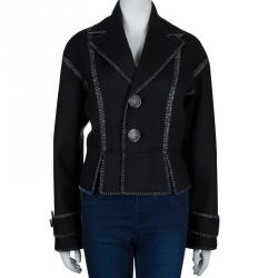  Dsquared2 Black Wool Metallic Edging Detail Blazer M