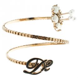 Dsquared Faux Pearl Enamel & Gold Tone Adjustable Armlet