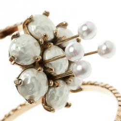 Dsquared Faux Pearl Enamel & Gold Tone Adjustable Armlet
