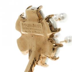 Dsquared Faux Pearl Enamel & Gold Tone Adjustable Armlet