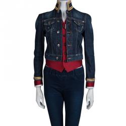 DSquared2 Indigo Denim Mock Waistcoat Layer Distressed Jacket S