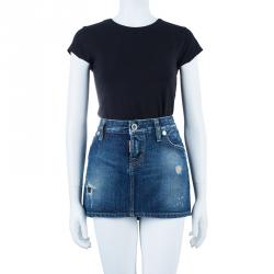 Dsquared2 Denim Distressed Mini Skirt M