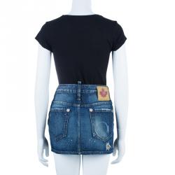 Dsquared2 Denim Distressed Mini Skirt M
