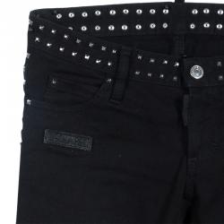 Pre Owned Dsquared2 Black Studded Denim Jeans S