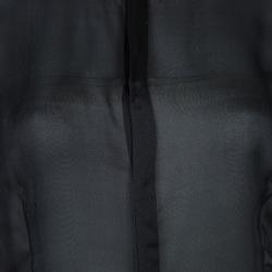 Pre Owned Dsquared2 Black Silk Gold D-Ring Embellishment Detail Sheer Blouse M